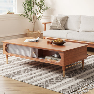 Rectangular Wooden Storage Coffee Table for Living Room